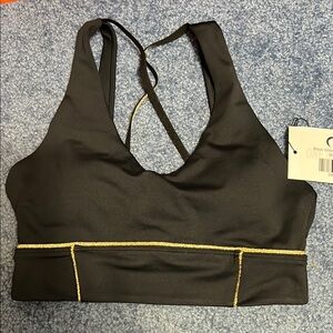 ZYIA Women's Black and Gold Sports Bra NWT